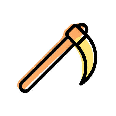 scythe reaper tool with handle and sharp bladeのイラスト素材