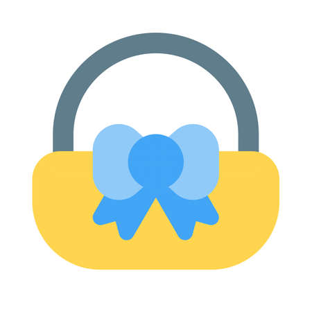 ribbon decorative carrying basket for easter celebrationのイラスト素材
