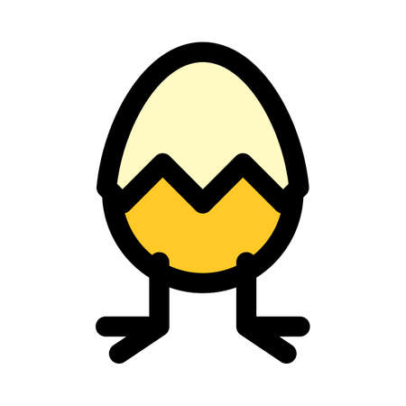 chick foot out of egg starting to hatchのイラスト素材