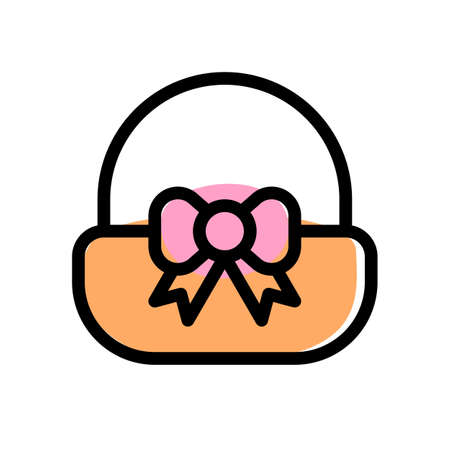 ribbon decorative carrying basket for easter celebrationのイラスト素材