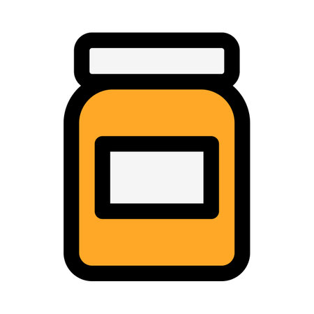 Mixed fruit jam prepared and stored in tight sealed cap jarのイラスト素材