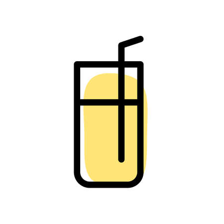 Softdrink beverage filled glass with straw logotypeのイラスト素材