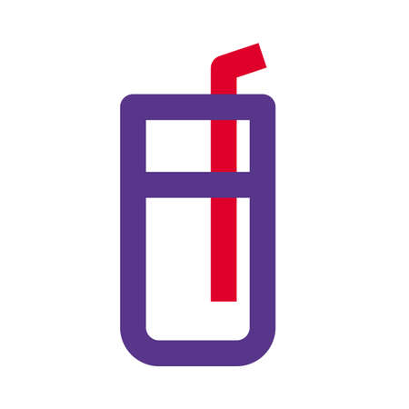Softdrink beverage filled glass with straw logotypeのイラスト素材