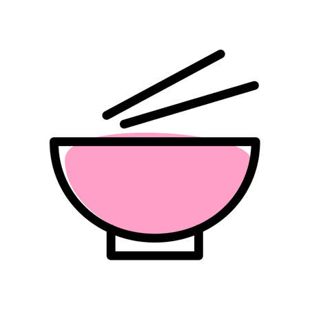 Noodle or Rice Bowl with Chopsticks - Pair of handmade bowlsのイラスト素材
