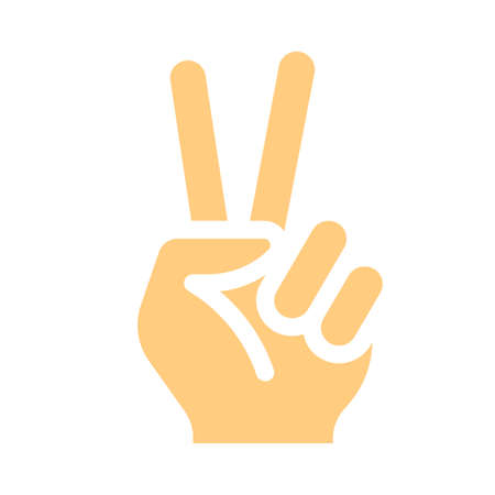 Victory finger gesture, v-shape fingers formation for peaceのイラスト素材