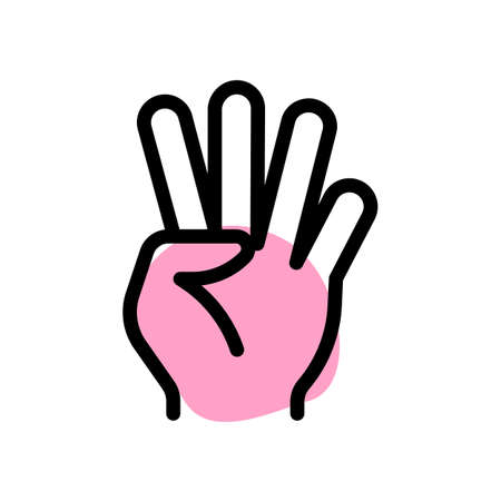 Four fingers hand gesture with front of the handのイラスト素材