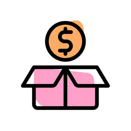 Dollar coins as a reward program under the boxのイラスト素材