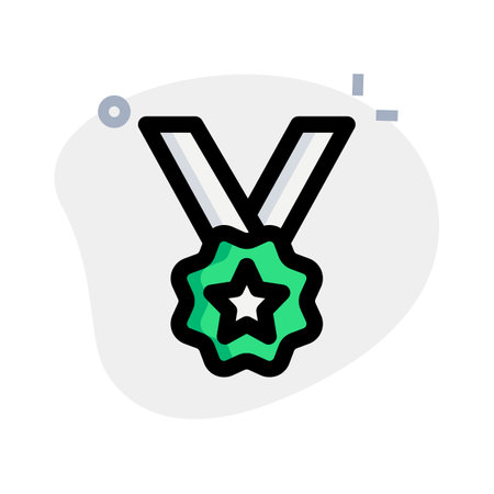 Star medal with flower shaped isolated on white backgroundのイラスト素材