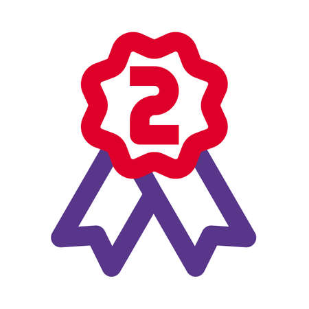 Flower shaped second place silver emblem rewardのイラスト素材