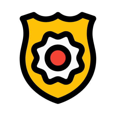 Police officer outstanding performance medal of flower shape with shieldのイラスト素材