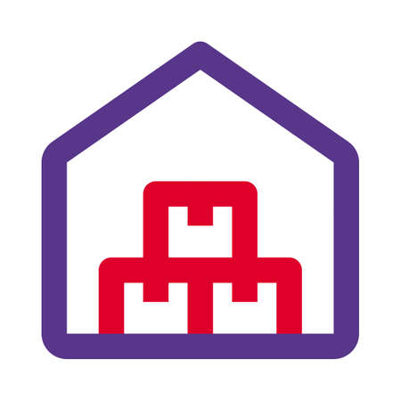 Warehouse boxes stack up in large storage unitのイラスト素材