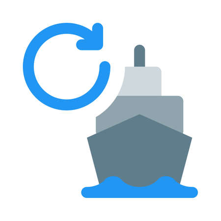 Ship returning from boarding location with loop arrowのイラスト素材