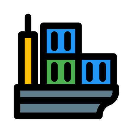 Large shipping container loaded on cargo shipのイラスト素材
