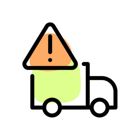 Warning logotype from running cargo logistic truckのイラスト素材