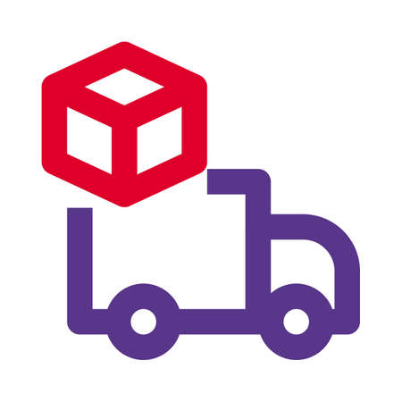 Box truck delivering items commercial shipping itemsのイラスト素材