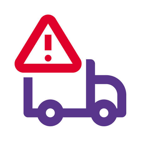 Warning logotype from running cargo logistic truckのイラスト素材
