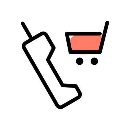 Old classic phone with online phone shoppingのイラスト素材
