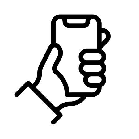 Wide notch on mobile phone in handsのイラスト素材