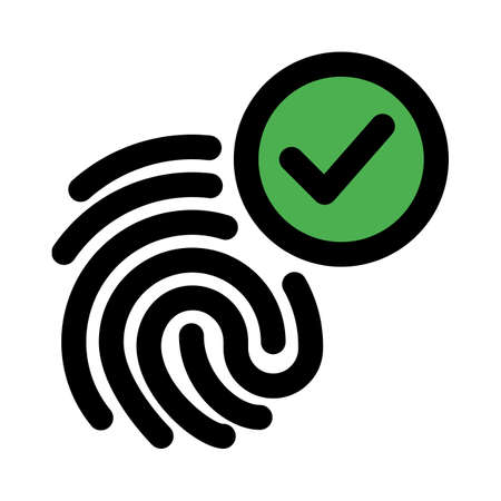 Verified finger scan with checkmark logotype layoutのイラスト素材