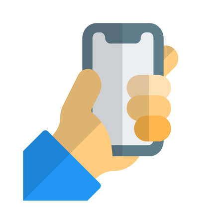 Wide notch on mobile phone in handsのイラスト素材