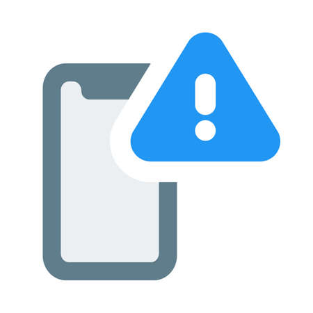 Cell phone with triangular exclamation mark notificationのイラスト素材