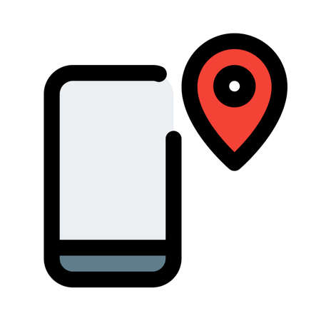 Cell phone with location pin isolated on white backgroundのイラスト素材