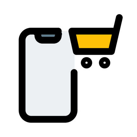 Digital marketplace on cell phone with cart symbolのイラスト素材