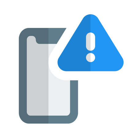 Cell phone with triangular exclamation mark notificationのイラスト素材