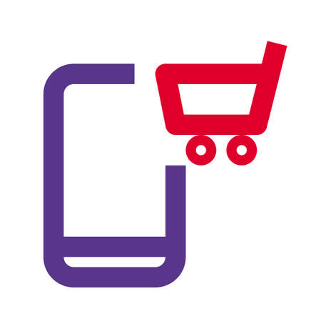 Online marketplace on cell phone with cart symbolのイラスト素材