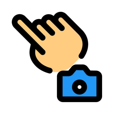 One click touch on camera isolated on white backgroundのイラスト素材