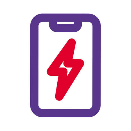 Smartphone on charging state with lighting bolt logotypeのイラスト素材