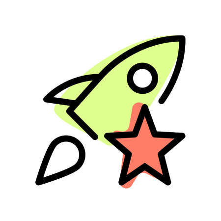 Rocket with star isolated on a white backgroundのイラスト素材