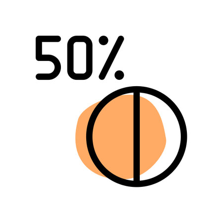 Fifty percent of pie chart isolated on white backgroundのイラスト素材