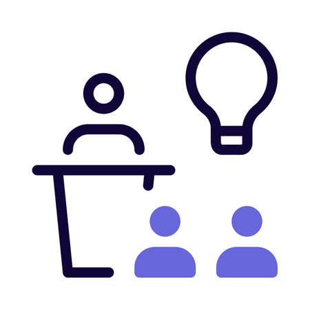 Delivering ideas to peers in a conferenceのイラスト素材