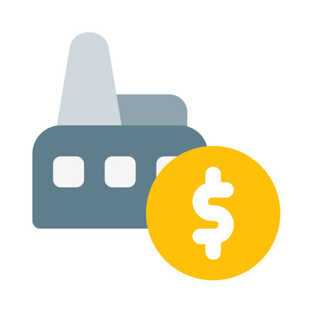 Automation plant with large production with dollar logotypeのイラスト素材