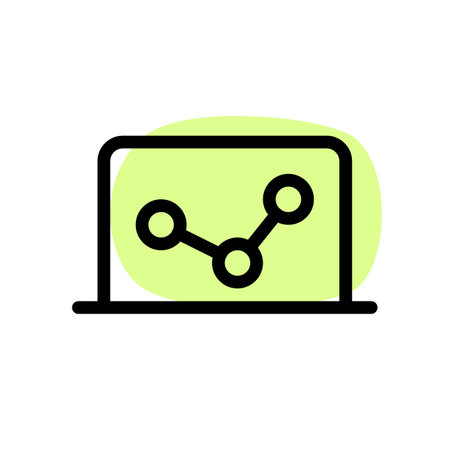 Laptop with graph plotting software isolated on white backgroundのイラスト素材