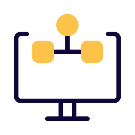 Flowchart of an organisation viewed on computer monitorのイラスト素材