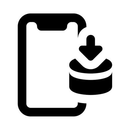 Download items in a smartphone with down arrowのイラスト素材