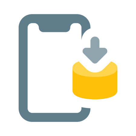 Download items in a smartphone with down arrowのイラスト素材