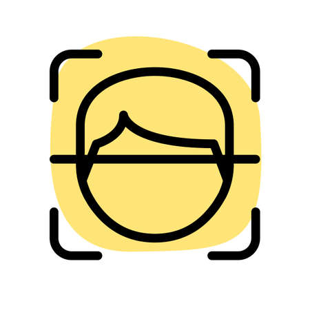 Face scanning unlocking feature layout isolated on white backgroundのイラスト素材