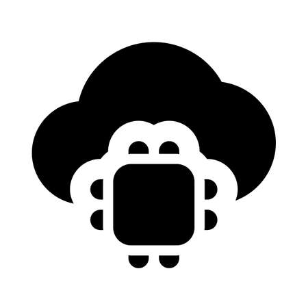 Micro processor on a cloud isolated on a white backgroundのイラスト素材