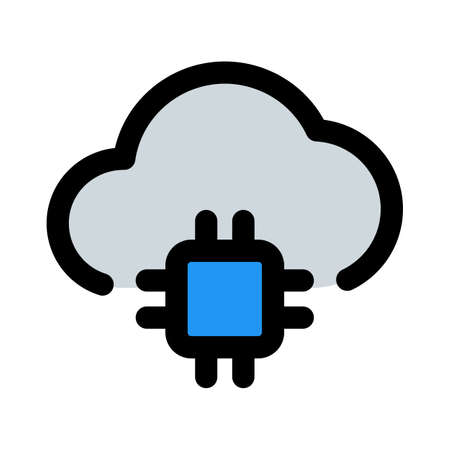 Micro processor on a cloud isolated on a white backgroundのイラスト素材