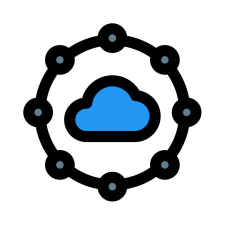 Nodes connected to secure online cloud networkのイラスト素材