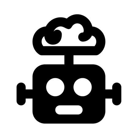 Robot with a brain isolated on a white backgroundのイラスト素材