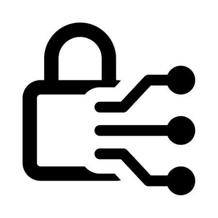 Secured integrated technology with connected nodes isolated on a white backgroundのイラスト素材