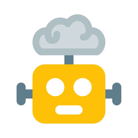 Robot with a brain isolated on a white backgroundのイラスト素材