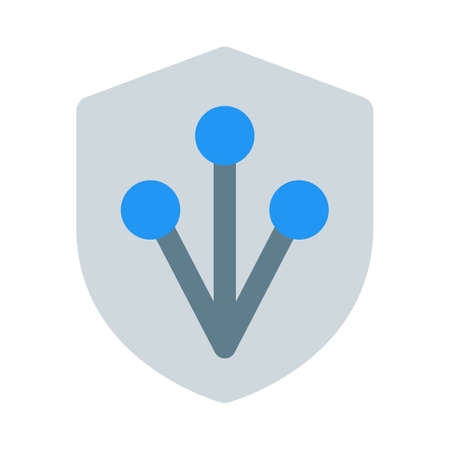 Secure nodes with a shield protection isolated on a white backgroundのイラスト素材