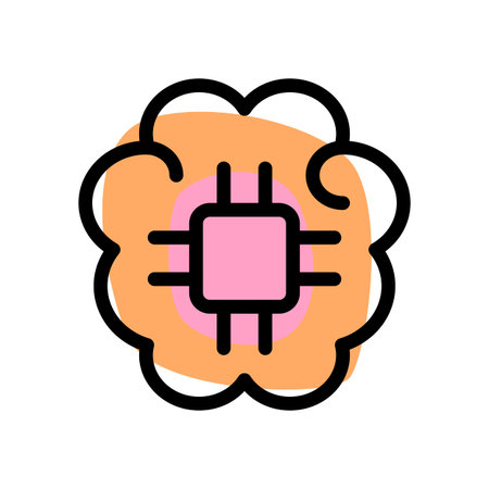 Processing power of a microchip with brain Logotype isolated on a white background