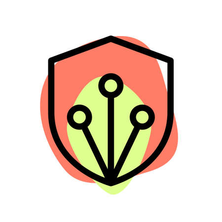 Secure nodes with a shield protection isolated on a white backgroundのイラスト素材