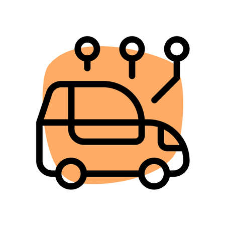 Connected car with multiple network system isolated on a white backgroundのイラスト素材